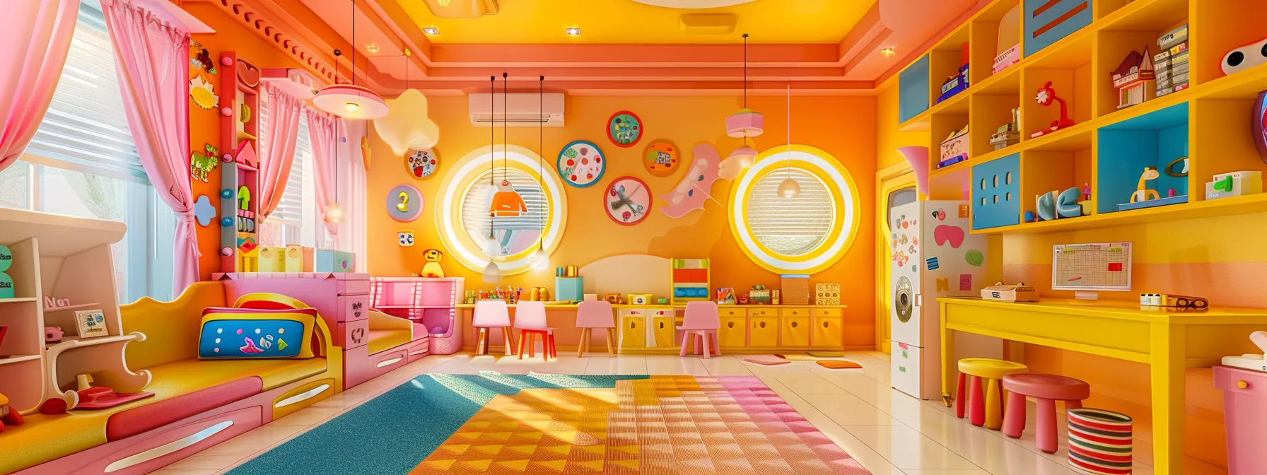 a vibrant and cheerful pediatric dental office with colorful decor and toys, creating a welcoming environment for children.