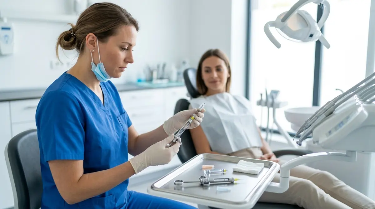 How Long Does Dental Numbness Last? A Complete Guide to Local Anesthesia - Apple Wellness Dental A dental professional preparing a local anesthetic syringe for a patient